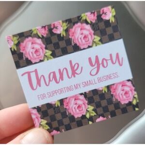 Roses‎ & Checkered Fashion Thank You Card Inserts